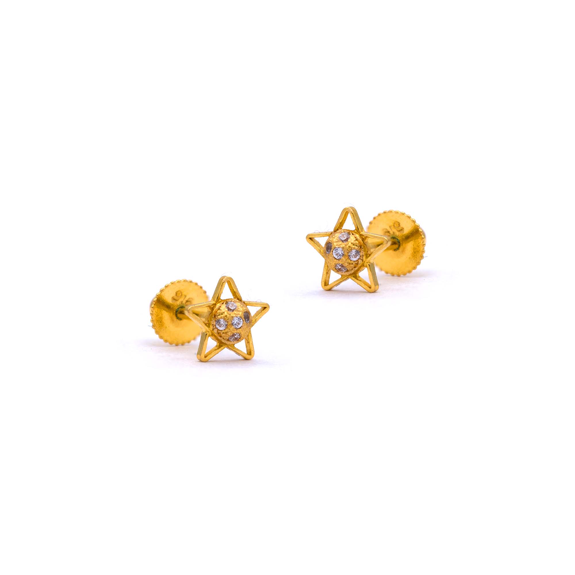 SK 916 Frilled Star Gold Earrings | SK Jewellery